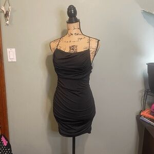 NWT Kutumai Womens‎ Cowl Neck Ruched Bodycon Mini Dress Black Size Small